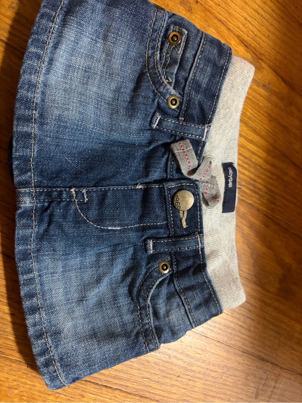 GAP Girls' Blue Denim Skirt with Gray Knit Waistband